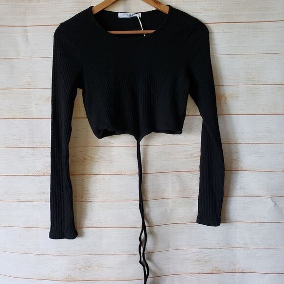 Project Social T Ribbed Stretchy Cropped Long Sleeve Top Women's Large - Picture 1 of 6